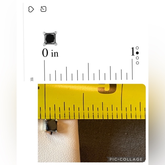 14k Black Diamond Solitaire Earrings - Picture 14 of 15